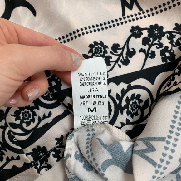 Venti6 Blouse Womens M Champagne Black Floral Wide Sleeve V Neck High Low Top - Picture 9 of 11